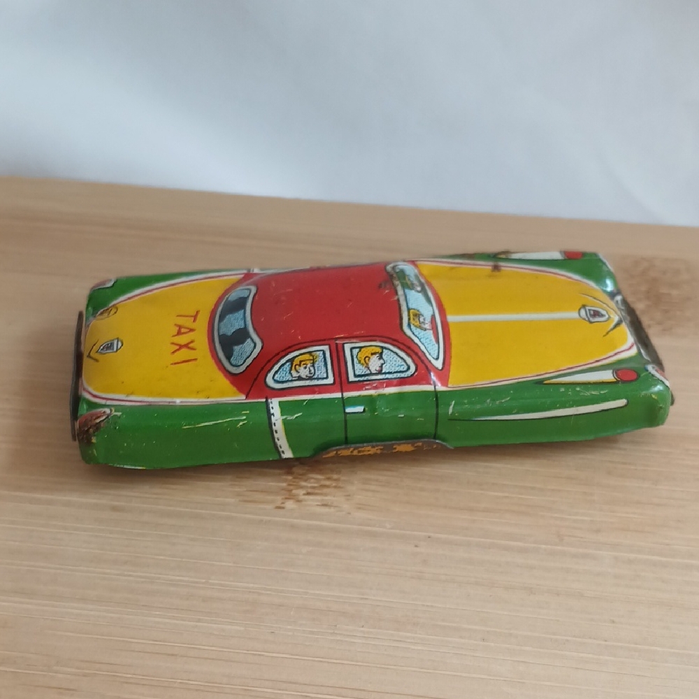 Vintage Tin Toy Taxi Car 1950's